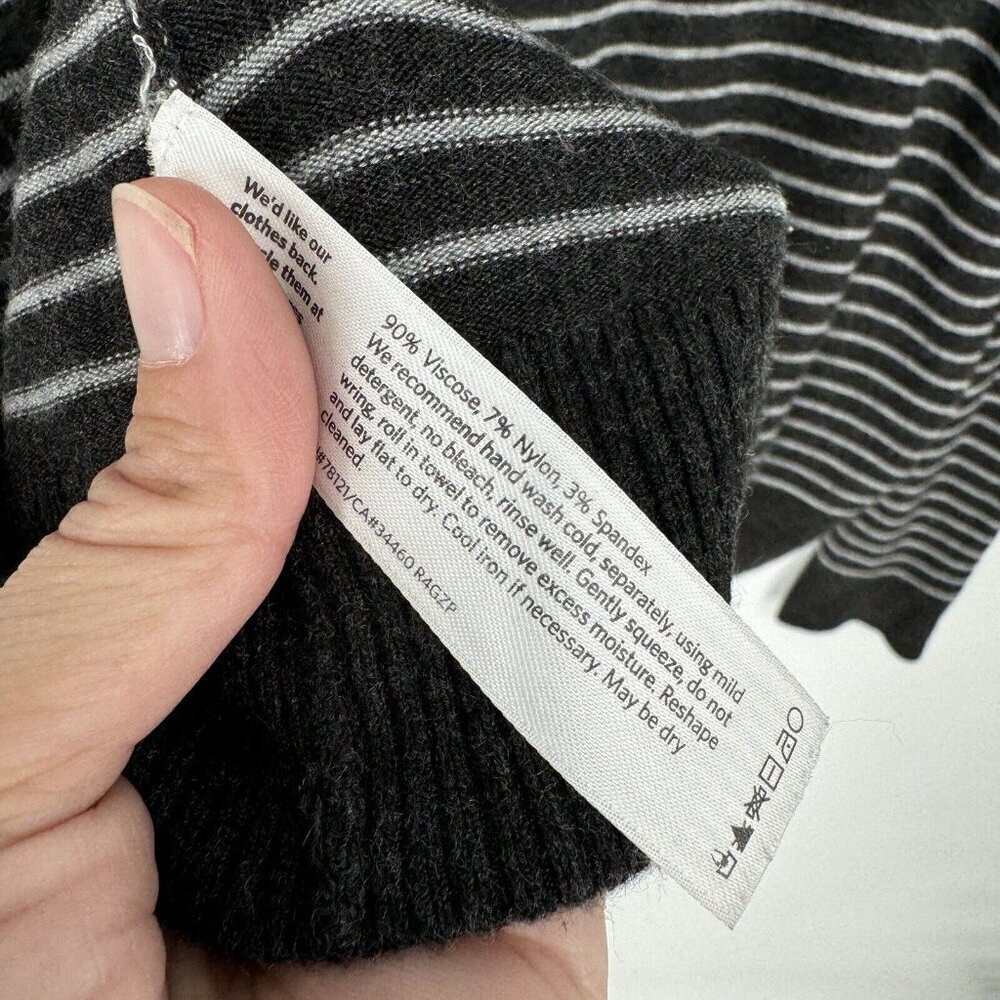 Eileen Fisher Sweater Women’s XS gray white striped soft boatneck pullover work - Picture 4 of 5